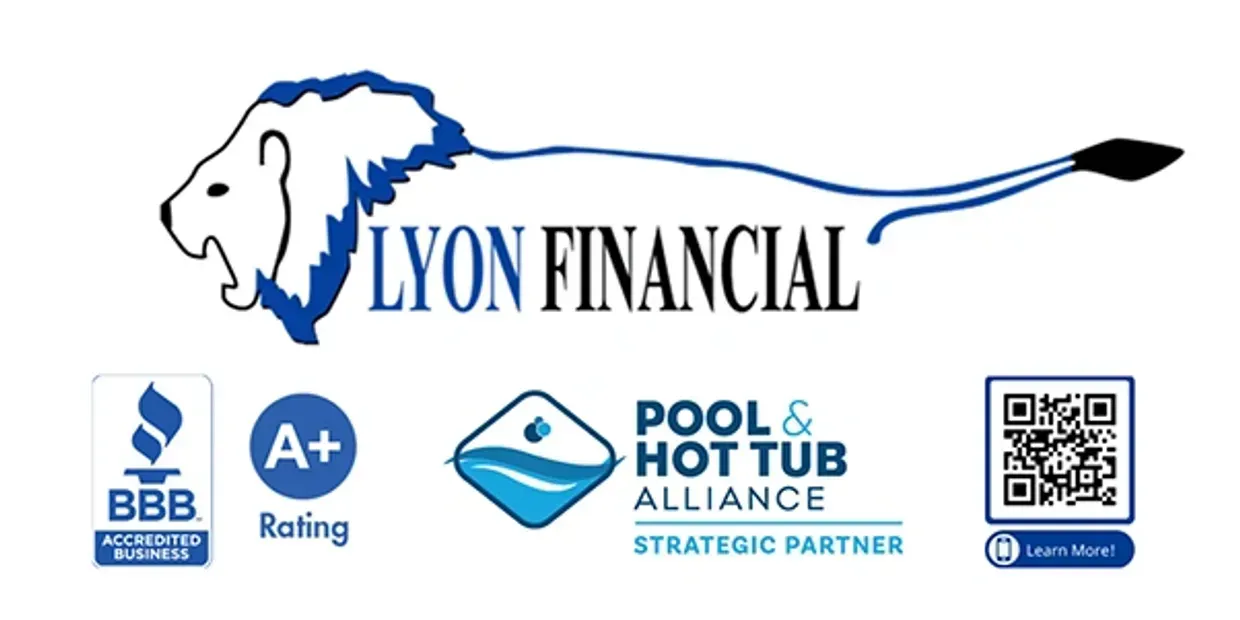 A logo for lyon financial pool and hot tub alliance