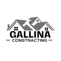 Logo for Gallina Constructing, featuring a house silhouette with a hammer, and company name below.