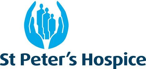 Gogglebox TV Repairs Bristol | The logo for st peter 's hospice is a blue circle with a family in it.
