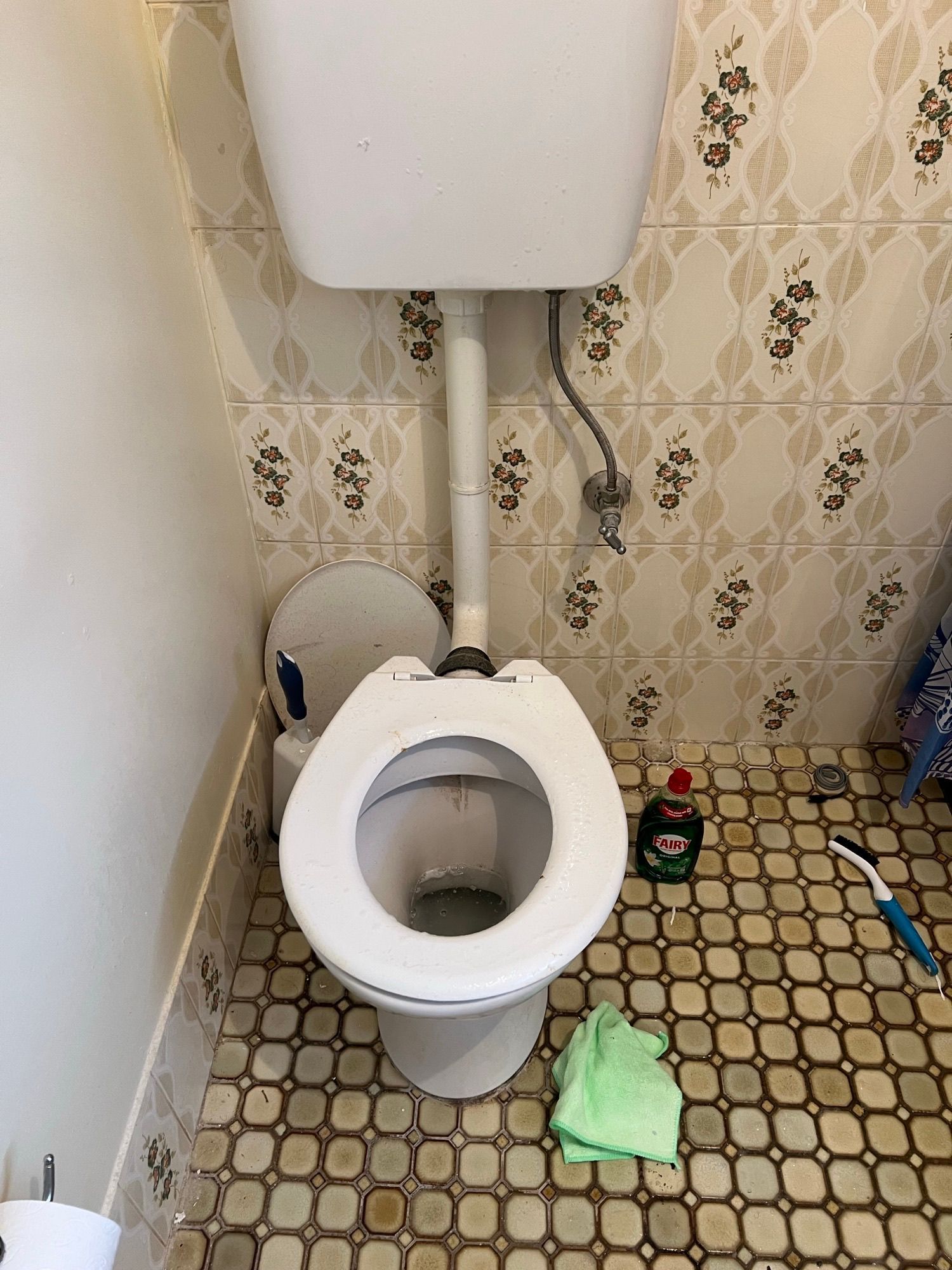 Before toilet cleaning.