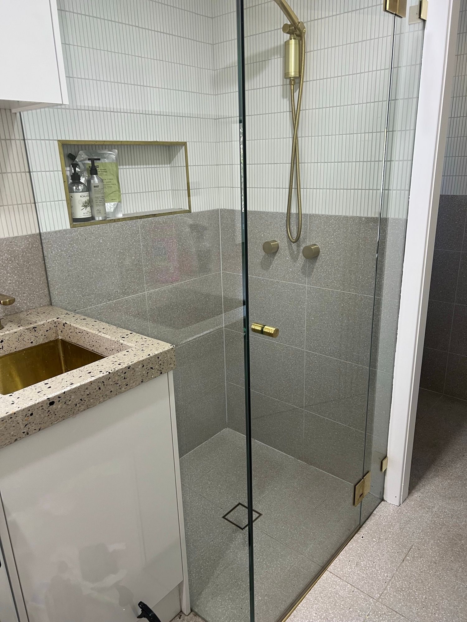 After shower cleaning.