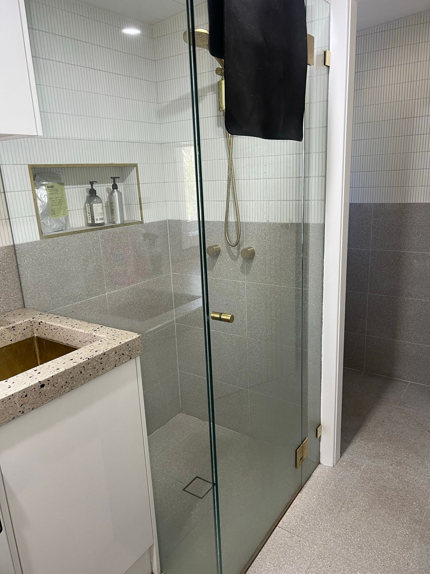 Before shower cleaning.