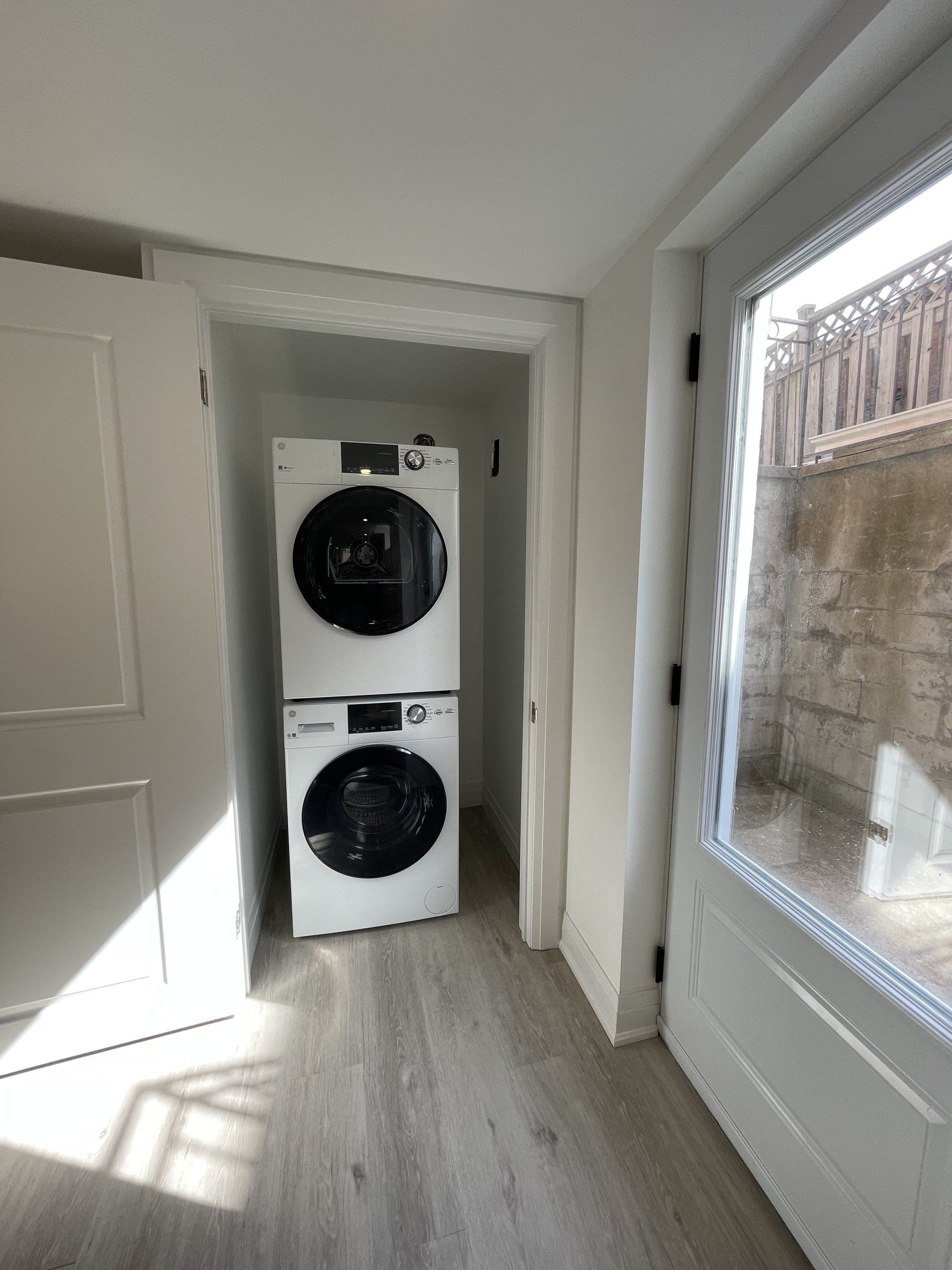 modern basement laundry room