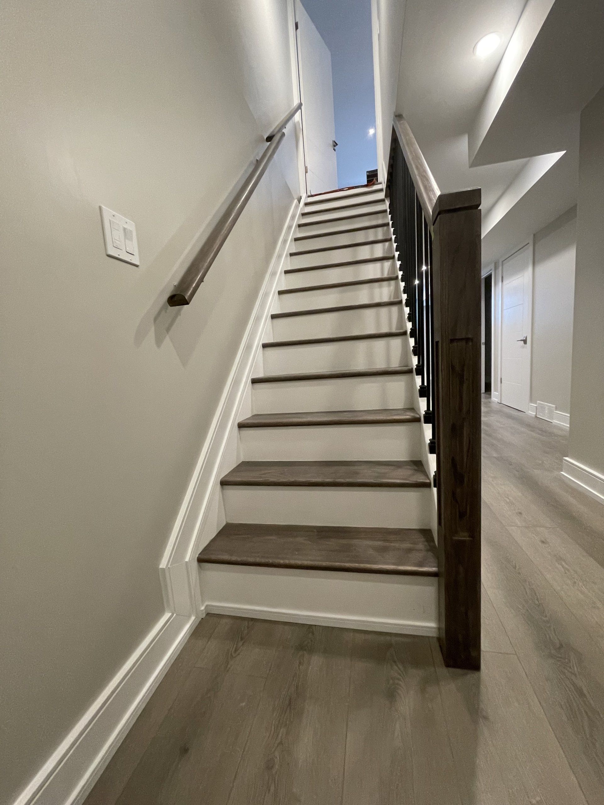 brown wooden stair finished