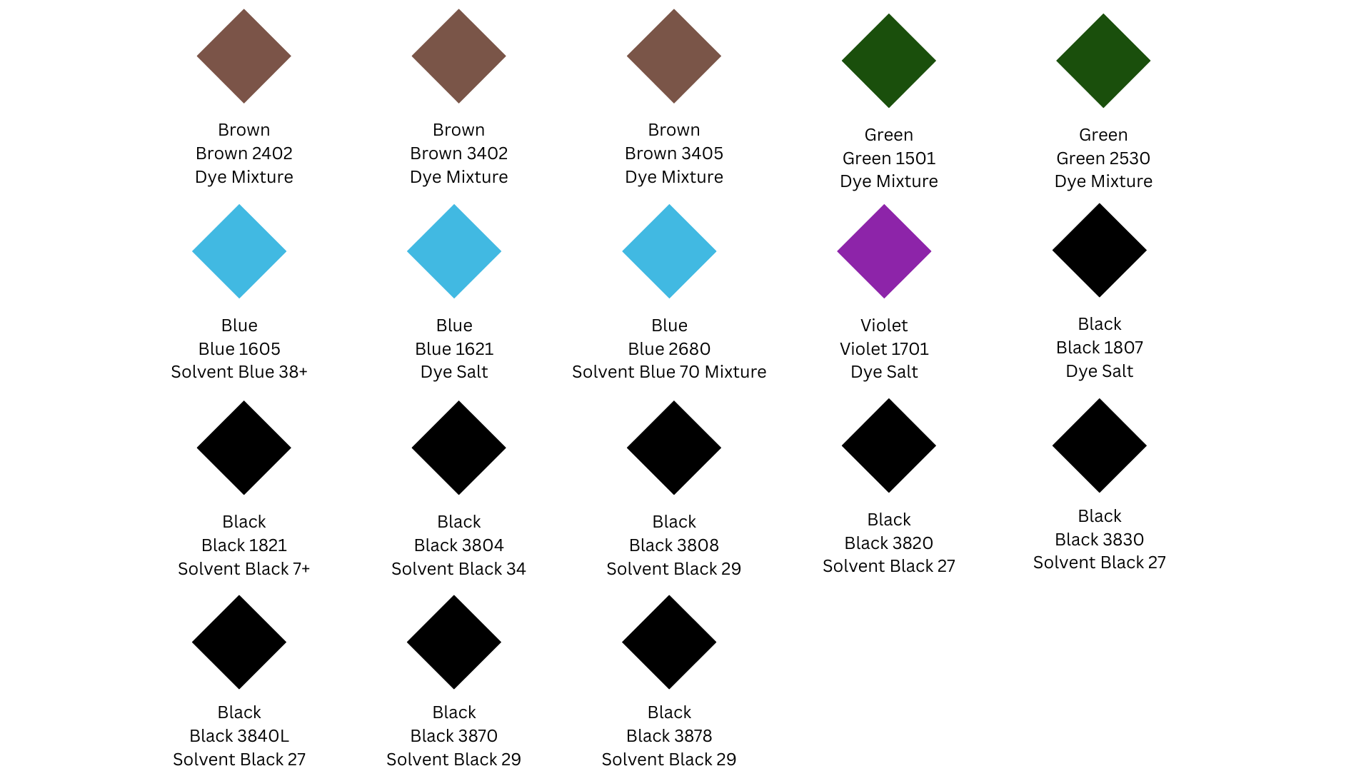 A row of different colored diamonds on a white background