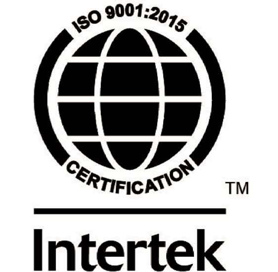 A black and white logo for a company called intertek