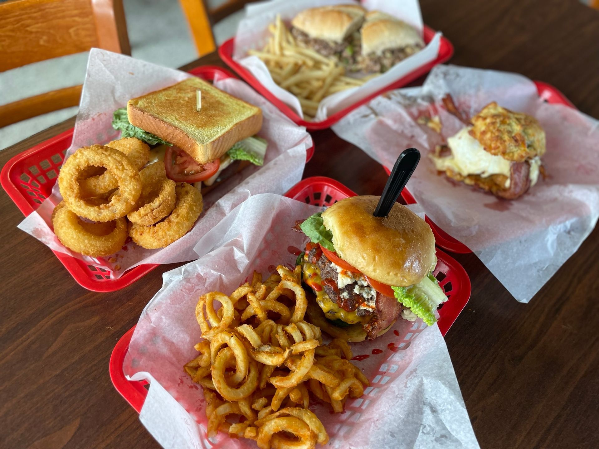 Burgers, Philly Cheese Steak, buscuit