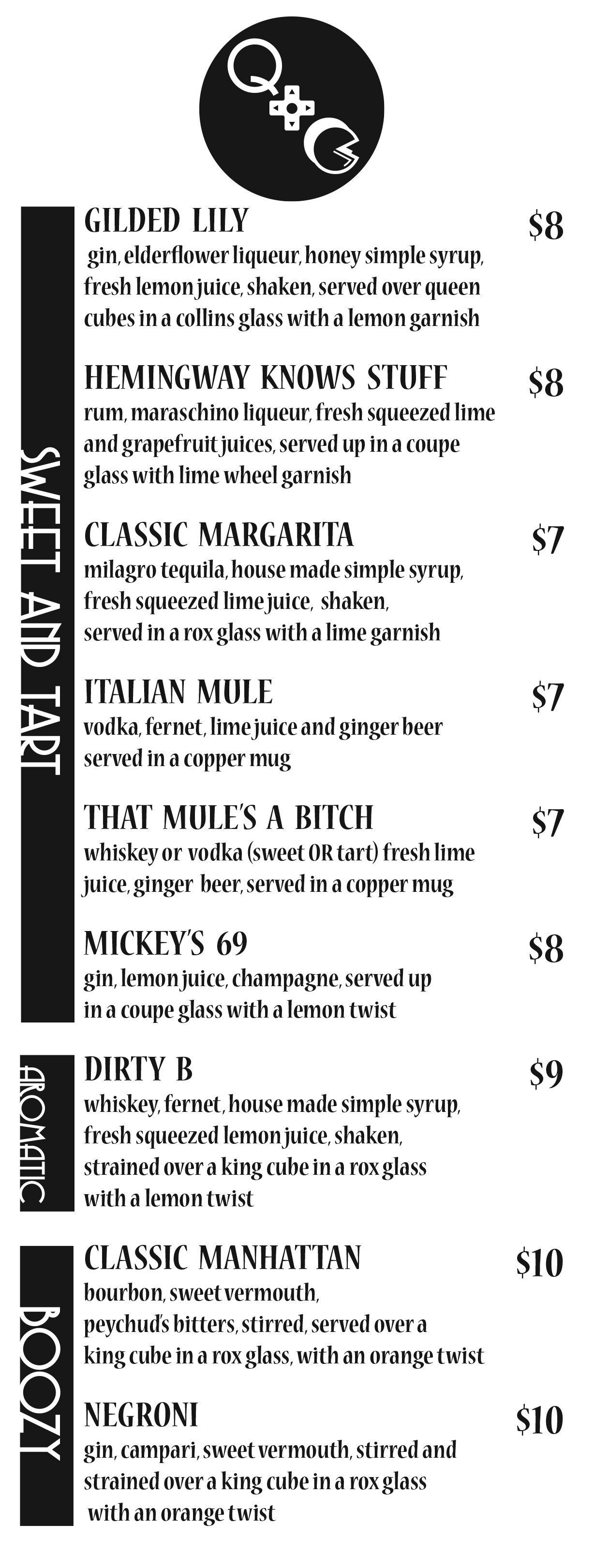 A black and white menu for a restaurant called org