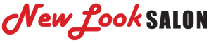 Red "New Look" script, black "SALON" text.
