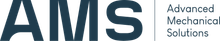 The logo for advanced mechanical solutions is blue and white