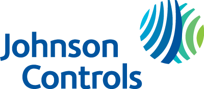 The logo for johnson controls is blue and green