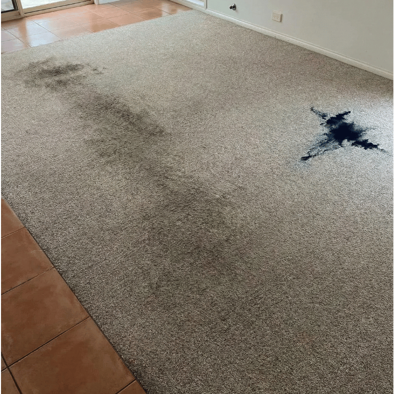 Carpet traffic lane before deep cleaning in Calgary