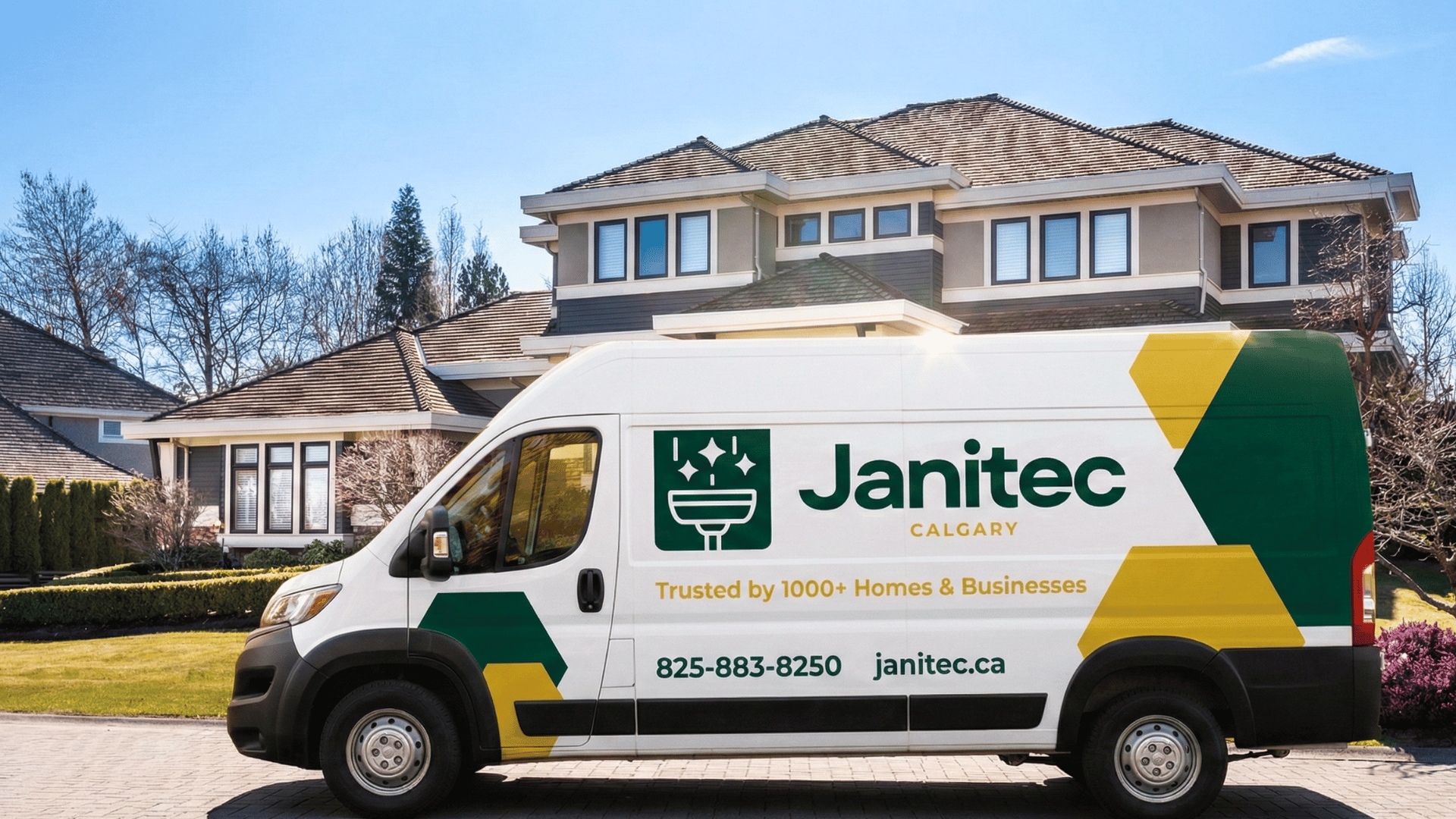 Truck-mounted carpet cleaning setup at Calgary home
