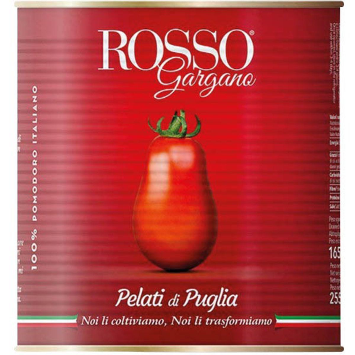 A can of rosso gargano pelati di puglia tomatoes