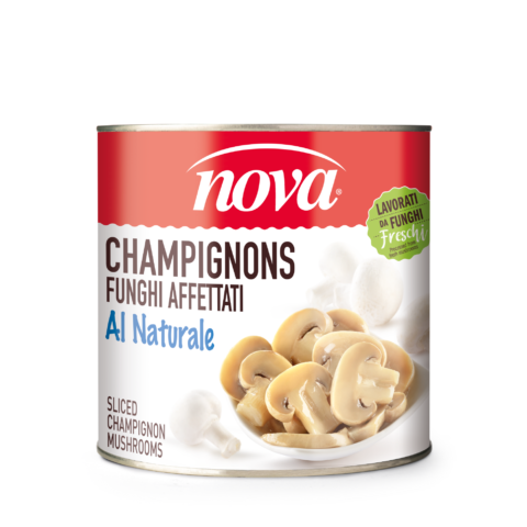 Una lattina di funghi affettati di Nova