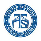 Blue circular logo for Terve Services, a general contractor. Features a bridge design with 