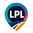 LPL logo: white letters on a dark blue circle, road, blue and orange pin-shaped border.