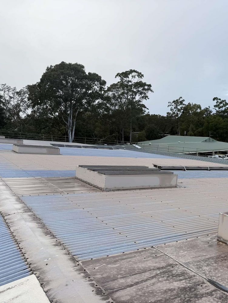 Corrugated Metal Rooftop With Skylights — Ace1 Metal Roofing in Harrington, NSW