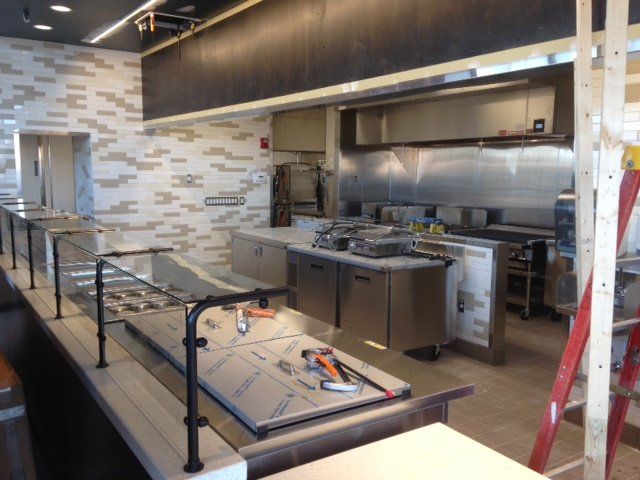 Lighting install at Qdoba