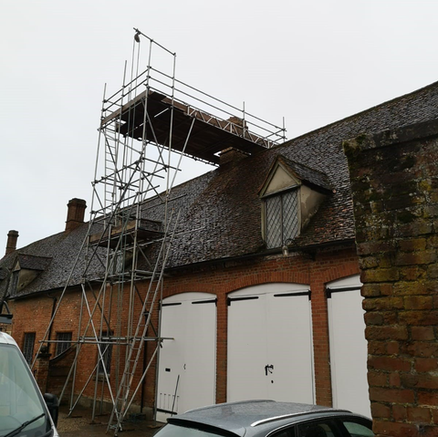 Scaffolding around a chimney