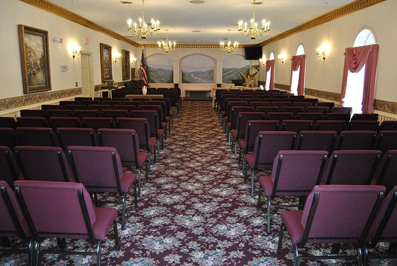 Interior view of Lucas & Son Funeral Home chapel Pikeville, KY