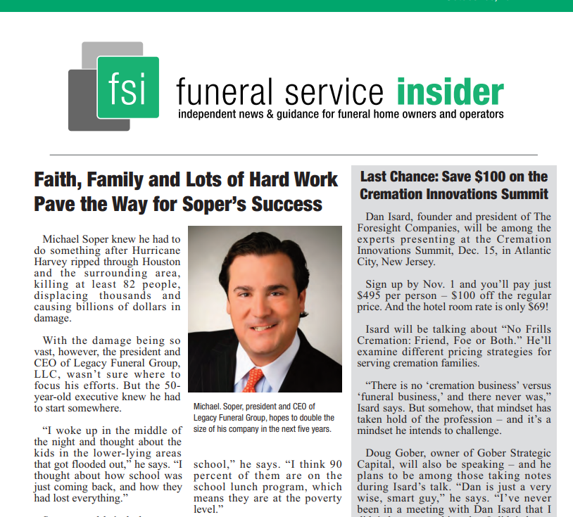 A funeral service insider article about faith family and lots of hard work