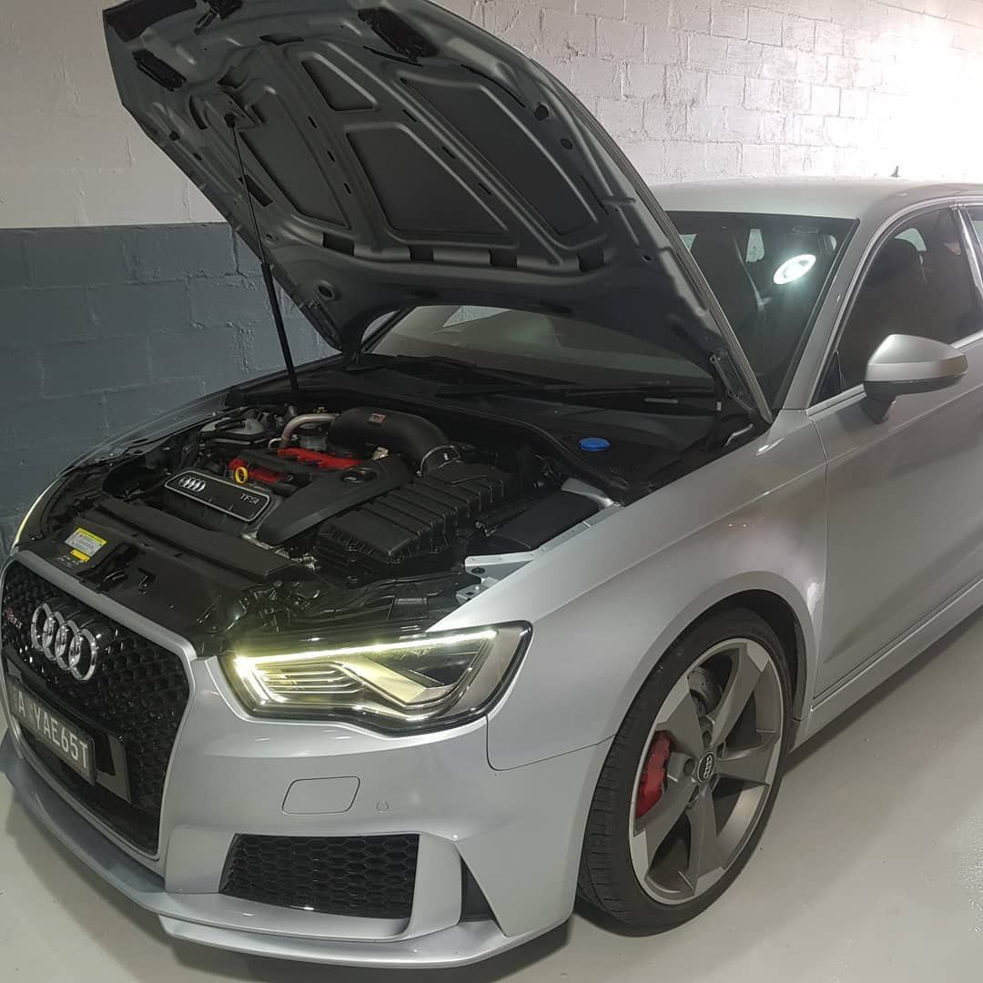 A Silver Car with The Hood up Is Parked in A Garage — Latin Motors in Queanbeyan, ACT
