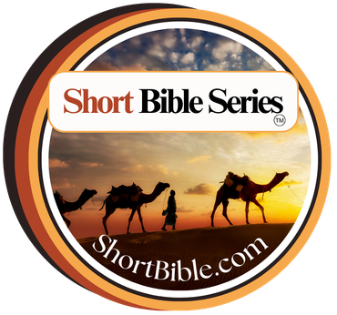 A logo for short bible series with a picture of camels