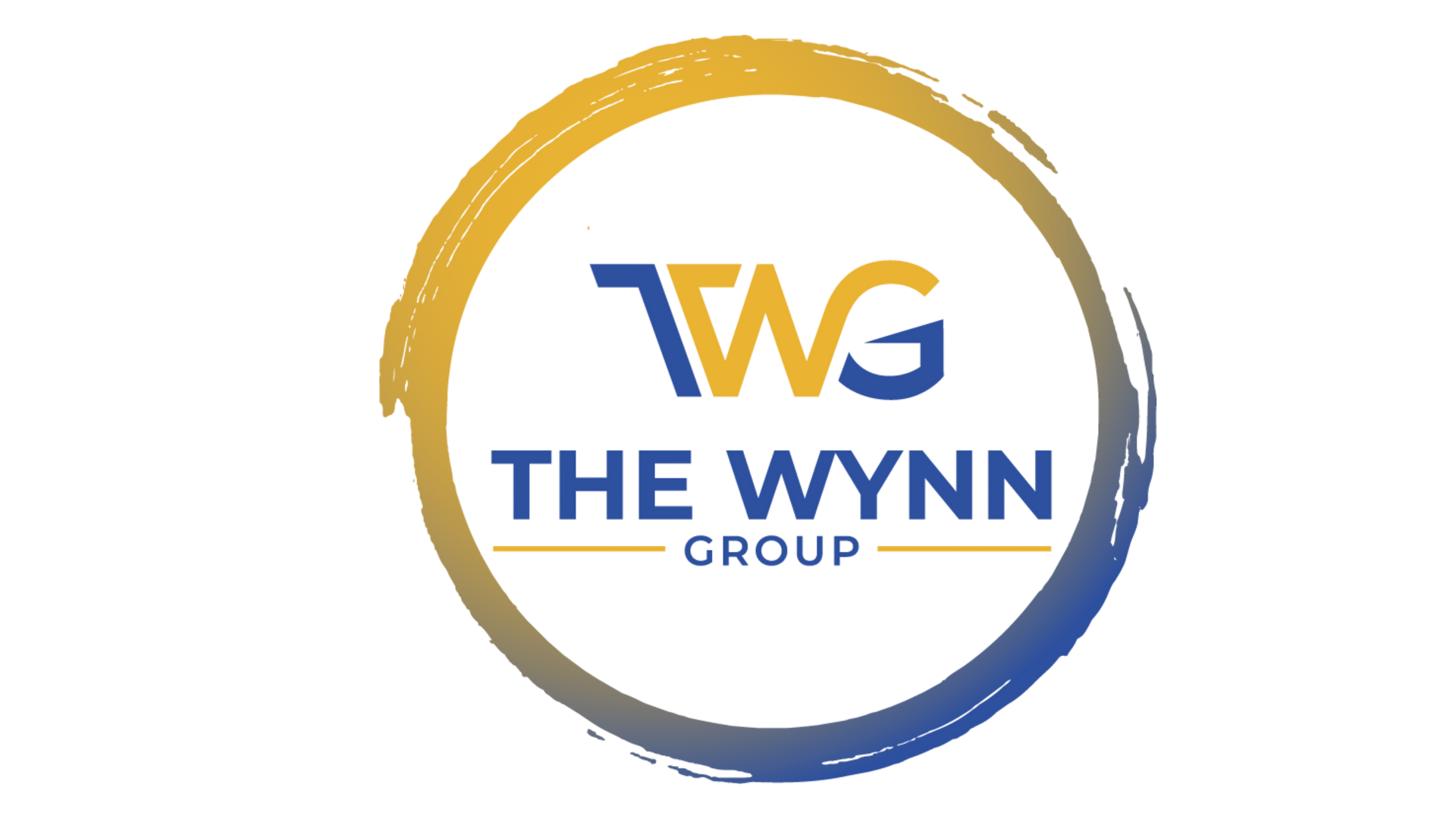 Logo for The Wynn Group: circular design with blue and yellow gradient, text reading