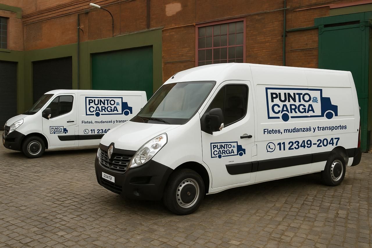 Dos furgonetas Renault blancas con logos