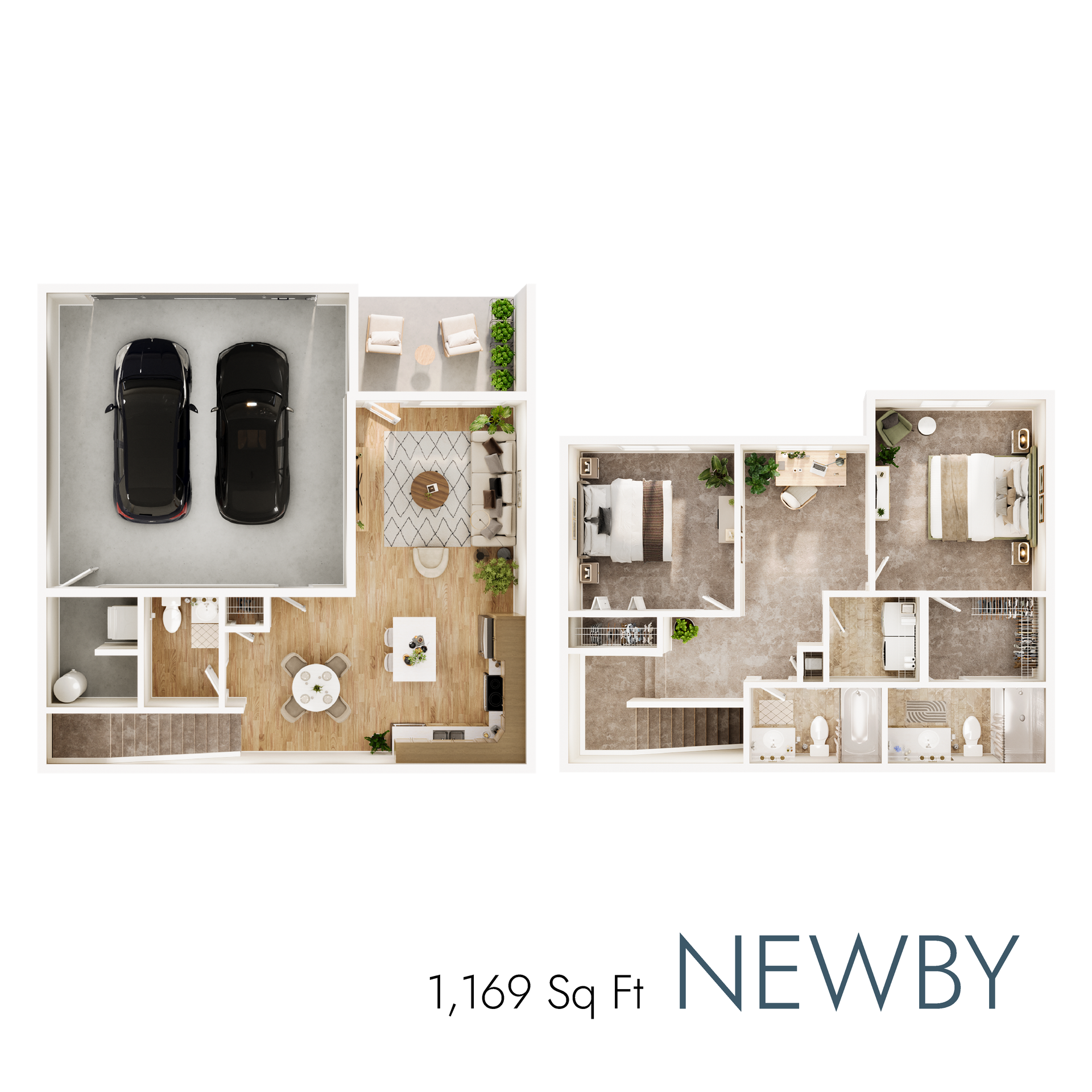 Newby floor plan with 1,107 square feet