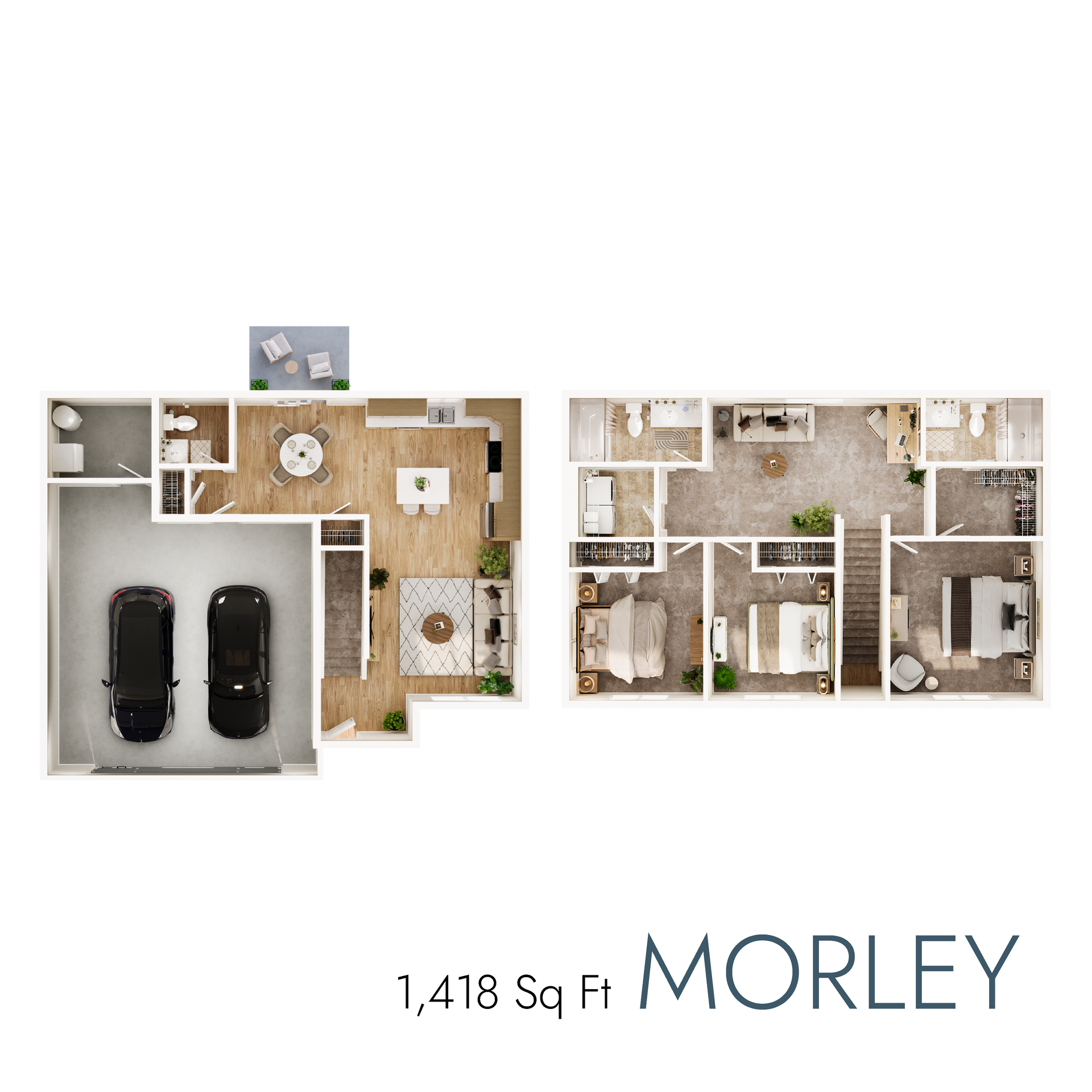 Morley floor plan with 1,418 square feet