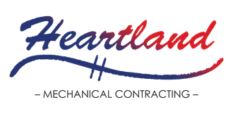 A logo for a company called heartland mechanical contracting.