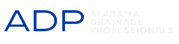 Logo for Alabama Drainage Professionals: Blue "ADP" with "ALABAMA DRAINAGE PROFESSIONALS" in gray text.