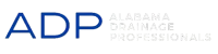 Logo for Alabama Drainage Professionals: Blue "ADP" with "ALABAMA DRAINAGE PROFESSIONALS" in gray text.