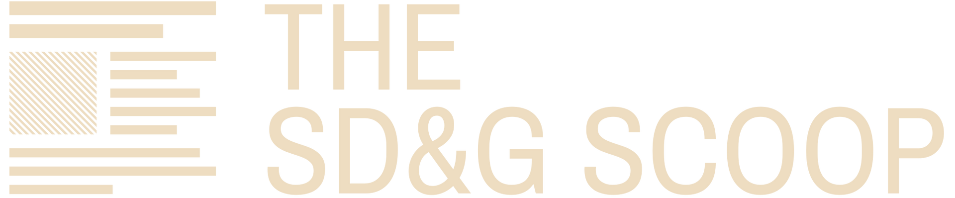 A logo for the sd & g scoop on a white background.