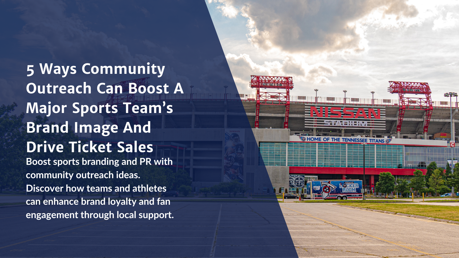 Nissan stadium with a parking lot in front of it.