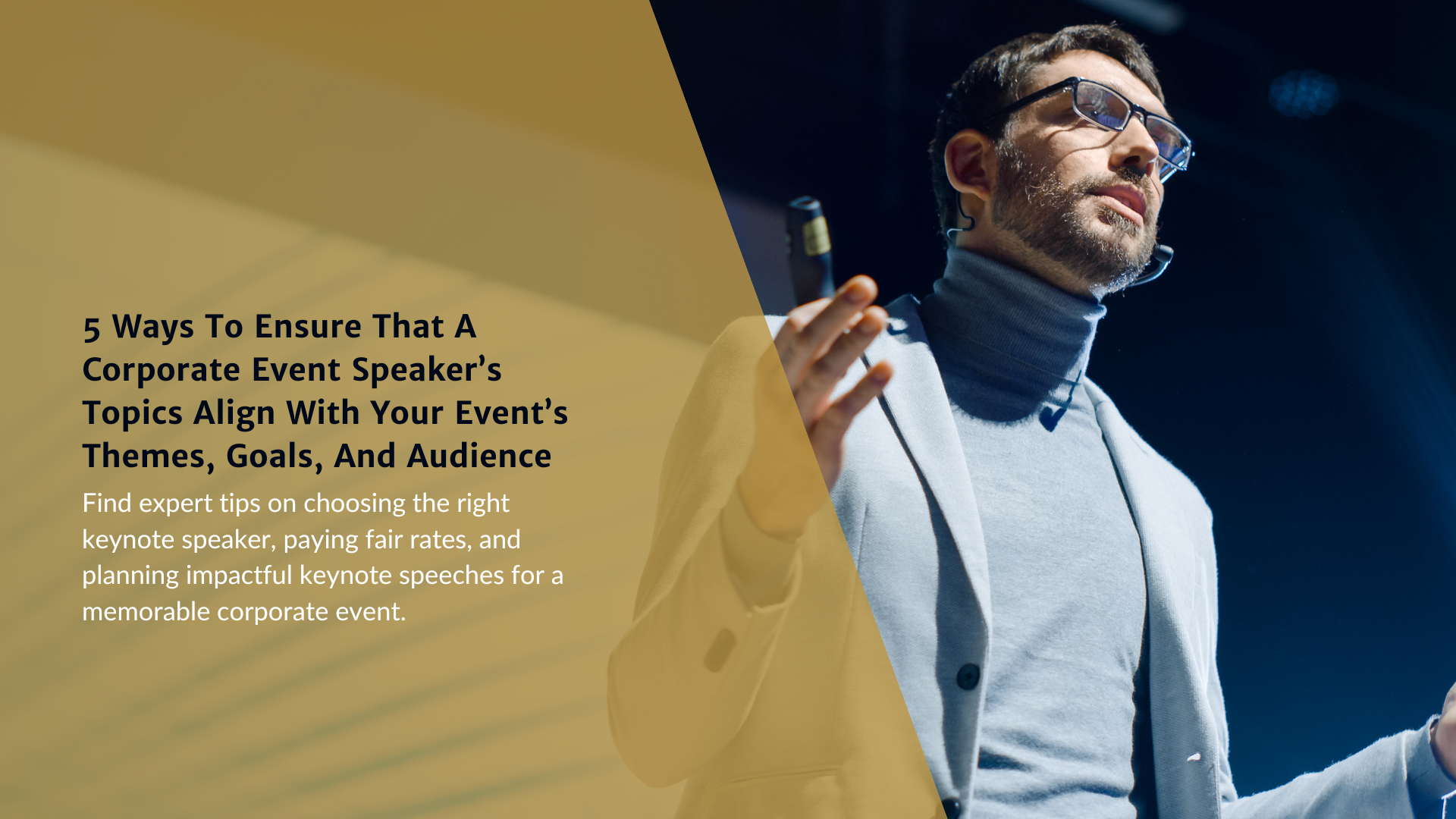 A man is giving a speech at a conference while holding a microphone.