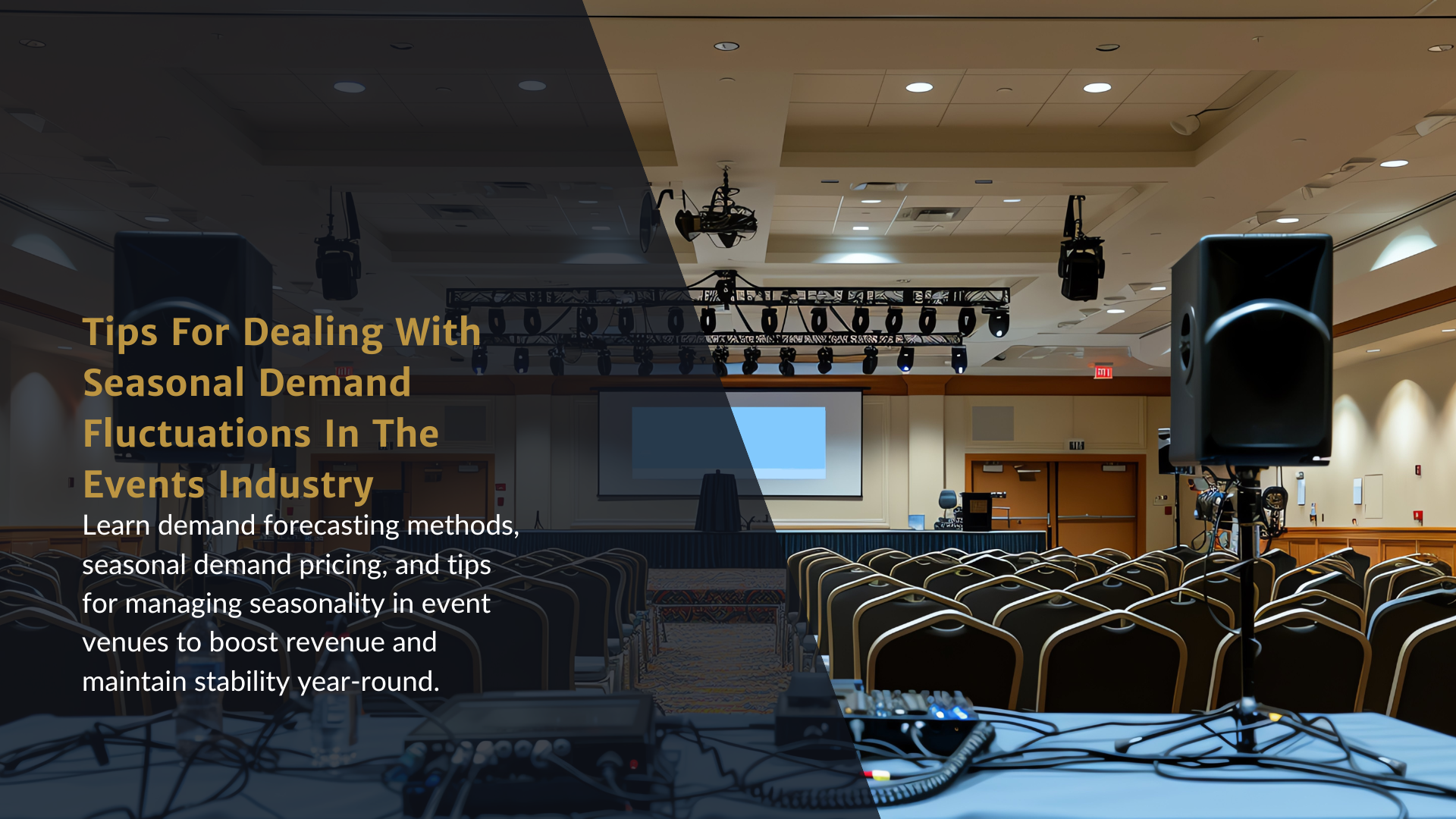 A large conference room with a lot of chairs and speakers.