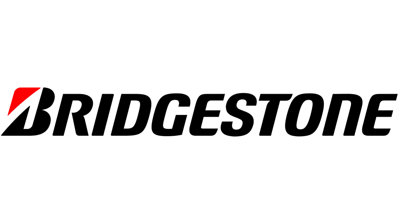 The bridgestone logo is black and red on a white background.