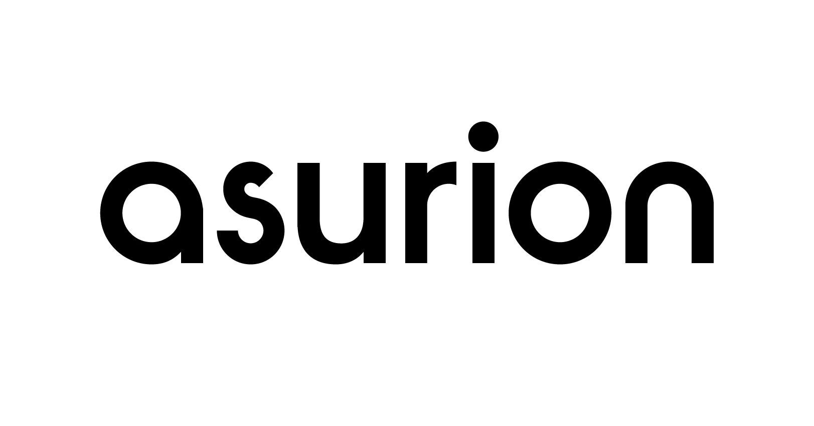 The logo for asurion is black and white on a white background.