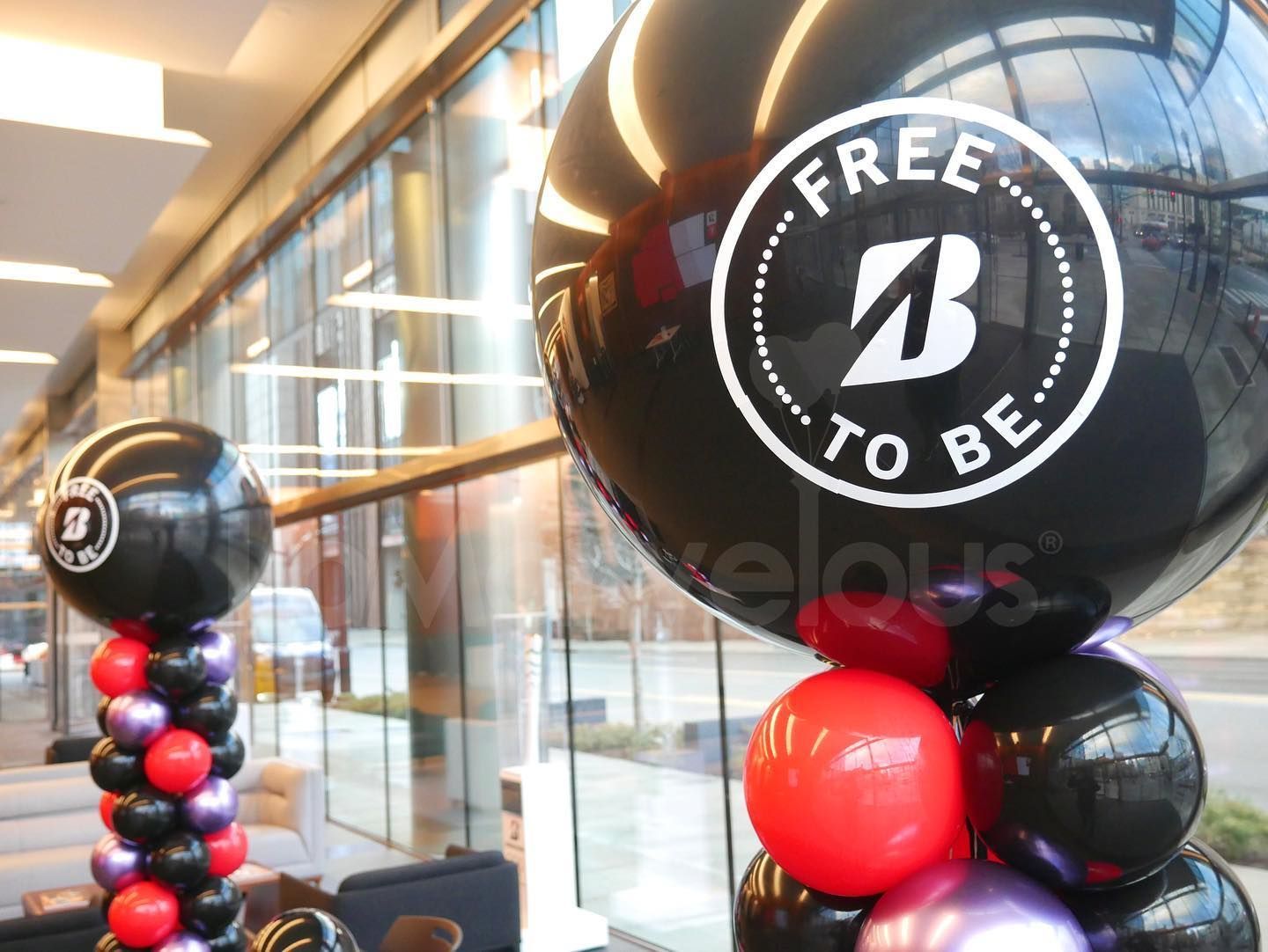 A bunch of balloons with one that says free to be