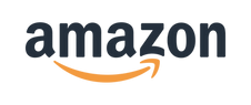The amazon logo is black and orange with a smiling arrow.