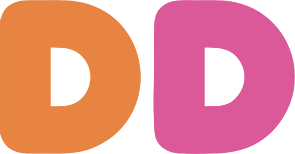 A pink and orange dd logo on a white background.