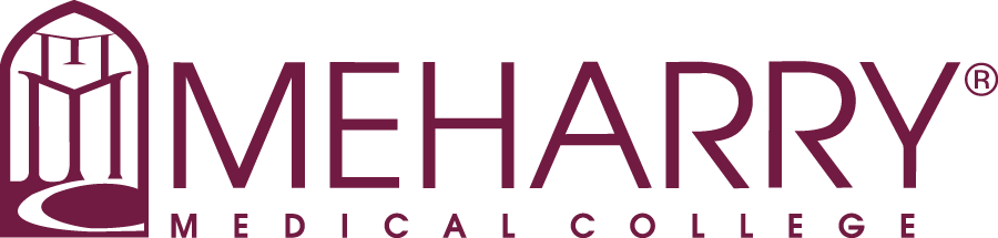 The logo for meharry medical college is purple and white.