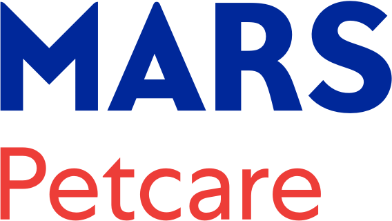 The logo for mars petcare is blue and red.