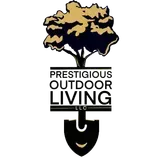 The logo for Prestigious Outdoor Living LLC shows a tree and a shovel.