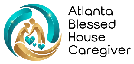 Atlanta Blessed House Caregiver logo with teal and gold circular icon and text