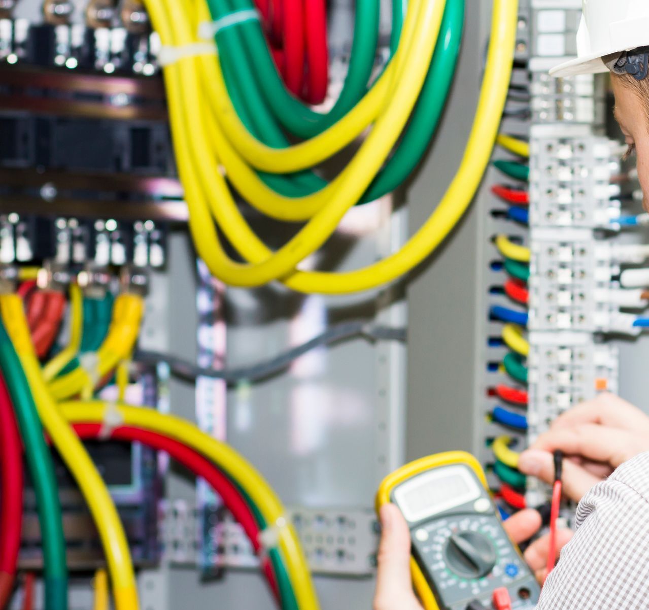Electrician with Tester in The Hands — Westborough, MA — Marty's Electric Co