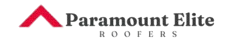 Logo for Paramount Elite Roofers, featuring a red roof shape and company name.